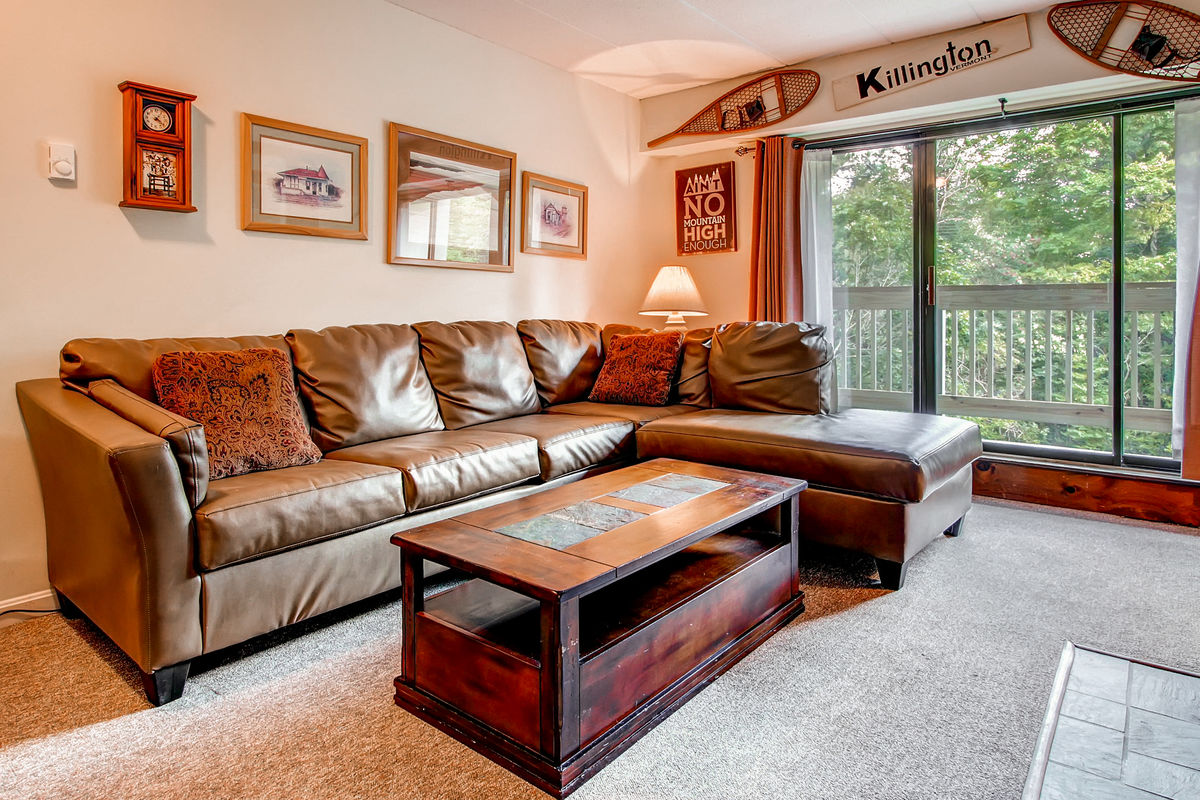 Photo of the Living Room in one of our Vacation Home Rentals in Killington, Vermont.